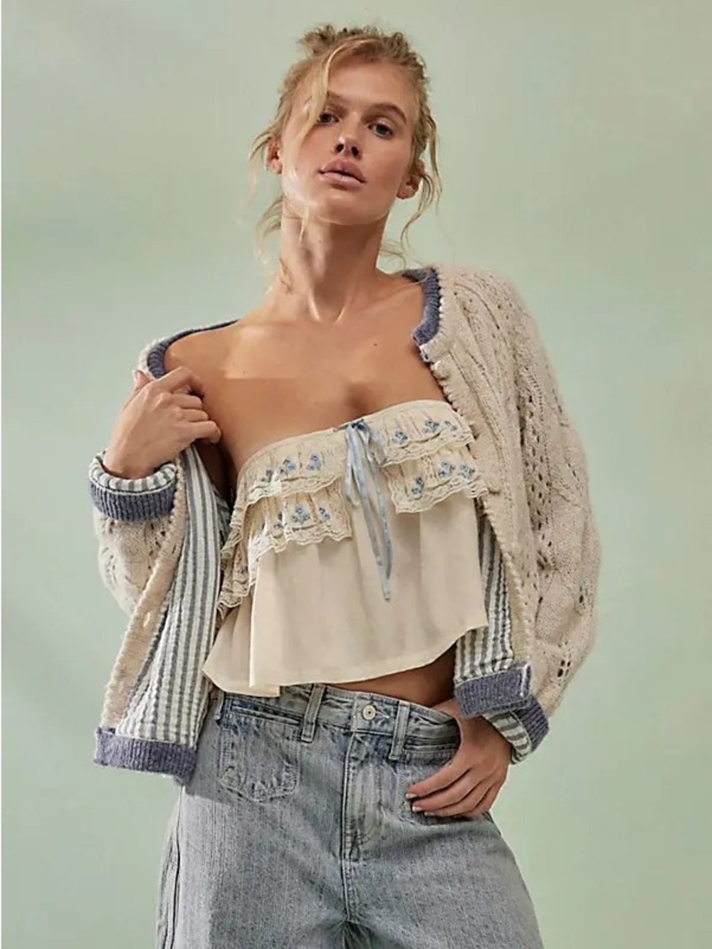 FREE PEOPLE Tailia Embroidered Tube Top, Size S